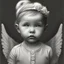 Placeholder: pencil drawing of a baby angel, monolid, freckles, pencil drawing style, sketch by Van gogh