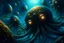 Placeholder: View into an event horizon in space with many enormous strange tentacled whale-like creatures with many huge faceted eyes and mouths, flying around