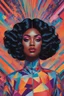 Placeholder: portrait of justine skye, environment map, abstract 1998 air hostess poster, portrait of thick shiny black wavy hair, dramatic makeup, intricate stunning highly detailed, op art, bright colors, hypnotic, art by Victor Moscoso and Bridget Riley by sachin teng x supreme, dark skin, full lips