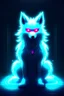 Placeholder: Super cool ghostly spiritual kitsune with menacing glowing eyes In a dark room. It sits alone staring straightly and deeply at us, it has a painted-anime style.