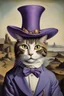 Placeholder: Portrait of a cat with purple big hat by dali