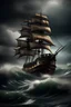 Placeholder: pirate ship sailing more cartoony and have it be sailing in a storm and its about to flip over and theres a monster in the wave