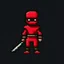 Placeholder: a pixel art style simple 32-bit Ninja with a red outfit