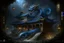 Placeholder: A dark blue dragon palace painted by Zhang Lu