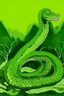 Placeholder: A lime green poison elemental snake designed in native American petroglyphs painted by Katsushika Hokusai