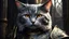 Placeholder: (realistic:1.3), poster,intricate details,painting \(artwork\), ((masterpiece,best quality)), ((cinematic light)), cat,hybrid,hyperealistic, scary, dark fantasy \(style\), detailed armor