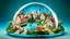 Placeholder: A stunning 3D render of miniature worlds, captured in floating transparent bubbles. Each bubble showcases a unique scene, such as quaint villages, mystic, gardens, tropical island, enchanting castles, alien palnet, or whimsical fairy-tale landscapes. The miniature towns with featuring quaint houses, markets, and charming residents. In the gardens colorful delicate flowers and lush greenery. The castles are majestic and grand, with towers, big gates. Unusual and captivating plants coexist with ma