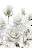 Placeholder: All white textured white transparent leaves of glassy roses plant in the middle of the picture , in a white background