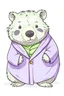 Placeholder: Wombat in purple hospital gown, cute cartoon
