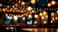 Placeholder: Blurred background of restaurant with abstract bokeh light. Lights decoration Party Event Festival Holiday blur background. outdoor string lights. digital ai