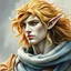 Placeholder: fantasy, dramatic portrait, marble statue of an elf male, marble skin, watercolour, golden hair, warrior, mighty, righteous