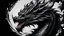 Placeholder: (masterpiece), one angry dragon head, swirling ink, black background,