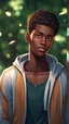 Placeholder: twenty year old black guy with short hair, with casual clothes style, full body, from head to toe, best quality, digital painting, 4k, sharp focus, intricate texture, skin imperfections, blank background. , interactive novel style,bokeh, professional, anime clean drawing,Your Name, 4k, highly detailed, clear lighting, beautiful lighting
