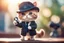 Placeholder: cute chibi spy cat in detective clothes and hat with magnifying glass, watching pictures with it in sunshine, ethereal, cinematic postprocessing, bokeh, dof