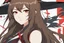 Placeholder: woman with long brown hair and red eyes from Genshin Impact, intricate background, intricate face, contemplative, anime style, dynamic composition