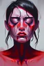 Placeholder: The concept of emotional anguish painted with acrylics