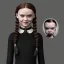 Placeholder:  Greta Thunberg as wednesday addams black dress,soft goth libstick, wednesday addams make up, overknee socks, dramatic lighting, highly detailed oil painting, volumetric lighting