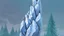 Placeholder: a tree trunk rock ascends from bottom border to the top border. background of sky photorealism