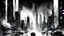 Placeholder: futuristic modern dark night metropolis crime. In black and white style watercolor drawing. a lot of black color