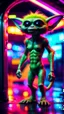 Placeholder: sexy stunt furry hairy alien gremlin in telephone both parked in dark neon lit reflective wet arcade hall tunnel,bokeh like f/0.8, tilt-shift lens 8k, high detail, smooth render, down-light, unreal engine, prize winning