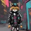 Placeholder: Dibujo de un Cat punk con chaqueta, estilo grafiti , NFT