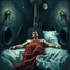 Placeholder: Man spends a sleepless night inside a dark submarine in a delusional state , paint it in the baroque style, as if the man is horrified