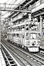 Placeholder: Tokyo railway area, line arts, manga style