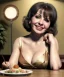 Placeholder: Ultra realistic photographic portrait, happy young Gina Lollobrigida woman sitting with arms resting on Italian kitchen table, pretty ravioli dish with olive oil and albahaca, renaissance style decoration, soft color, highly detailed, unreal engine 5, ray tracing, RTX, lumen lighting, ultra detail, volumetric lighting, high definition.