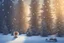 Placeholder: Cat in Wellensteyn coat, winter forest, pine trees, snowing, in sunshine