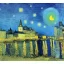 Placeholder: Drawing of a city at night Vincent van Gogh style