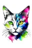 Placeholder: high quality, logo style, Watercolor, powerful ILLUSTRATION CAT face logo facing , no black ground, vector, 4k