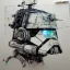 Placeholder: photorealistic at-at pilot helmet with weathered painting , illustration on coarse canvas by <agnes cecile> and <Yoji Shinkawa>, ornate and intricate details , soft smooth lighting, ultra detailed concept art,