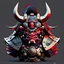 Placeholder: japanese oni in shogun armor, head only, front view, anime style, flat colors, no background colors