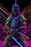 Placeholder: neons psychedelic samurai Katana warriors with geometrical patterns and neon colors