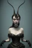 Placeholder: Mari Blanchard in a black leather gown, evil, femme fatale, villain, leather, busty, cleavage, angry, stern look. character design by cory loftis, fenghua zhong, ryohei hase, ismail inceoglu and ruan jia. unreal engine 5, artistic lighting, highly detailed, photorealistic, fantasy