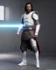 Placeholder: jedi, beau, tunique et armure de combat blanche, sabre laser, rouge, duel, jedi