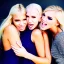 Placeholder: photo, four pretty blondes hugging and kissing