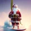 Placeholder: Santa standing of surfboard surfing a big wave, surfboard, beach, character design by cory loftis, fenghua zhong, ryohei hase, ismail inceoglu and ruan jia. unreal engine 5, artistic lighting, highly detailed, photorealistic, fantasy