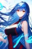 Placeholder: girl, masterpiece, best quality, cinematic lighting, detailed outfit, vibrant colors, perfect eyes, long hair, blue hair, red eyes, wind,