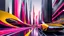 Placeholder: (hustle and bustle:55), (loop kick:10), (deconstruct:28), retro futurism style, urban canyon, cars of future oncoming, smooth curves, swirl dynamics, great verticals, great parallels, amazing reflections, excellent translucency, hard edge, colors of metallic grey and warm yellow and lollipop pink