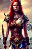 Placeholder: viking milf, red long hair, warrior princess, nacht, große oberweite, corsage, necklace, fantasy art