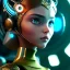 Placeholder: Extremely detailed and elaborate pixar style anamorphic cute cyborg girl with big eyes art by Ilya Kuvshinov with an intricate metal shield. Sci-fi futuristic fantasy realistic visually stunning deep colors colorful 4k 8k IMax CryEngine face tattoo,