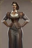 Placeholder: A hyper-realistic concept art of a full body aristocrat woman tall ultra muscular with a hard square face and brown hair wearing a greek senator outfit with hands on her waist, full body, aristocrat woman, tall, ultra muscular, hard square face, brown hair, greek senator outfit, by Jaime Jones, in the style of fantasy realistic art, cinematic and dramatic lighting, fantasy character drawings, realistic drawings, digital art, Highly Intricate Details, high quality,