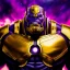 Placeholder: fullbody portrait in oil on canvas of Thanos with Big Golden Hulkbuster armor, intense stare, masterpiece, realistic, intricate detail, sci-fi fantasy style, volumetric lighting, particles, highly detailed ,cinematic , deep colours, 8k, by Kaare Andrews