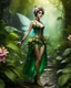 Placeholder: Full body Gorgeous Digital Photography Realistic full dress steampunk classic pixie flowers with a resemblance to Beautiful girl Tinkerbell, beauty sharp contrast colors,jungles background,digital fantasy art