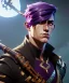 Placeholder: A strong young male character with a massive spear weapon with purple hair by Greg Rutkowski, Sung Choi, Mitchell Mohrhauser, Maciej Kuciara, Johnson Ting, Maxim Verehin, Peter Konig, 8k photorealistic, cinematic lighting, HD, high details, dramatic, atmosphereric, trending on artstation