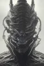 Placeholder: evil predator with crown, alien, brutal face, tron, head, burn eyes, 8k, finely detailed, dark light, photo realistic, hr giger, cyberpunk