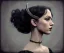 Placeholder: 1800s, witch, victorian, portrait, choker, black curly hair, victorian dress, beautiful, silver tiara, hair headdress, elegant, pouty