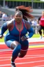 Placeholder: lizzo doing a 100m sprint