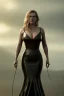 Placeholder: Kate Winslet as evil queen in black leather gown, cleavage, angry, stern look unreal 5, octane render,cinema4d, dynamic lighting, dramatic lighting, 4k, redshift render, highly detailed, hyper realistic